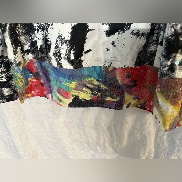 Chico’s Size 2 Geisha Girl Jacket Sequin embellishments around neck and edge - Picture 10 of 17